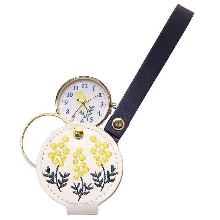 ハングウォッチ 携帯 バッグチャーム ルーペ ウォッチ 花柄刺繍 LW061