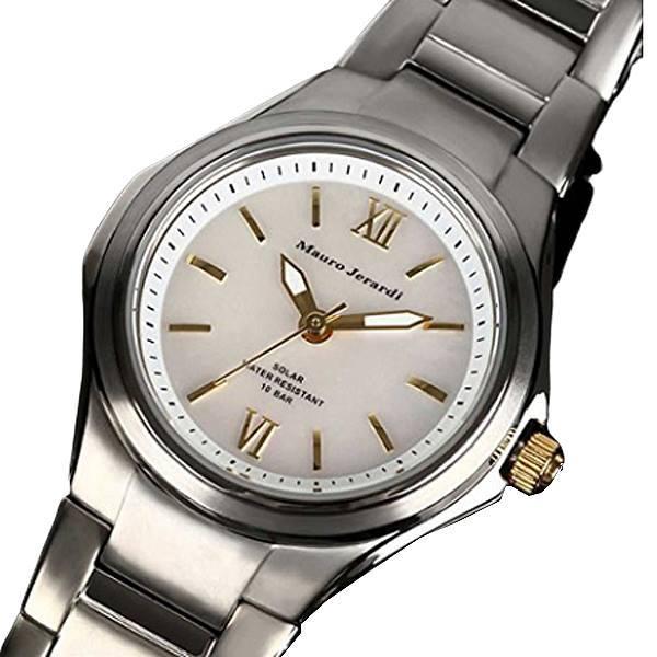 腕時計 レディース ソーラー チタン MauroJerardi  MJ040-3 マウロジェラルディ チタンソーラー  10ATM 防水仕様 ホワイト 電池交換不要 軽量 肌に優しい｜y-takarabako