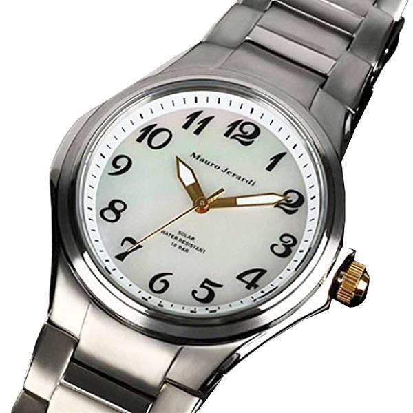 腕時計 レディース ソーラー チタン MJ040-4 マウロジェラルディ チタンソーラー 10ATM 防水 シルバー 電池交換不要 軽量 肌に優しい