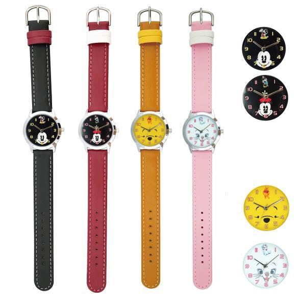 ディズニー 皮ベルト 腕時計 フェイスアート ウォッチ メーカー直売 Mk8 キッズ キャラクターかわいい ミッキー ポスト投函発送 レディス プー マリー ミニー