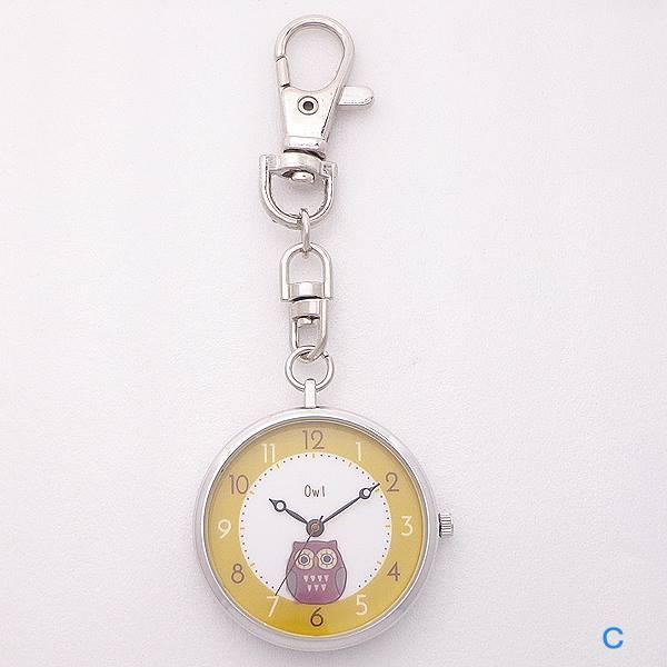 携帯時計 キーホルダー ハングウォッチ はりねずみ ふくろう N00321S-0