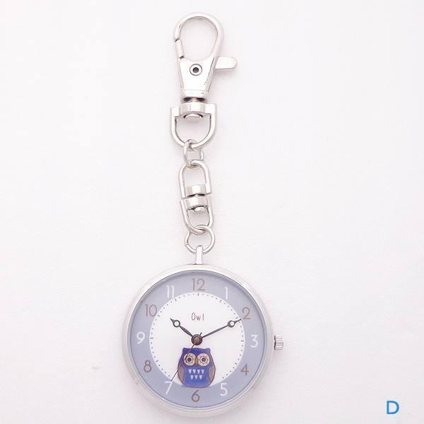 携帯時計 キーホルダー ハングウォッチ はりねずみ ふくろう N00321S-0