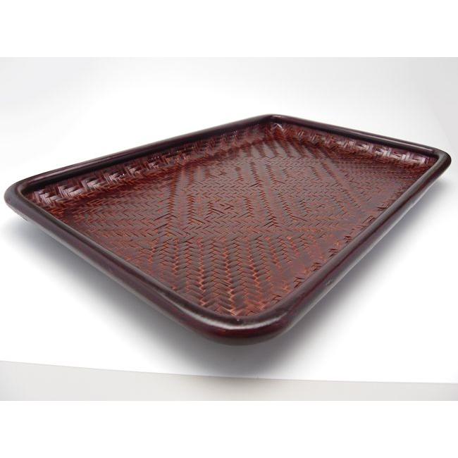 アジロ角長盆 大 28cm×43cm 艶のある綺麗なお盆です トレイ お盆 網代