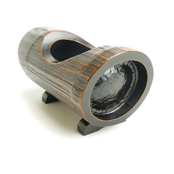 花器 置船 黒 25cm 国産 日本製 花入 竹を生かした花瓶 落ち着いた