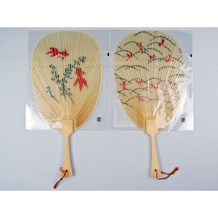 竹製 透明水うちわ 長形 金魚 とんぼ 夏の必需品 祭 客間 来客用 和風