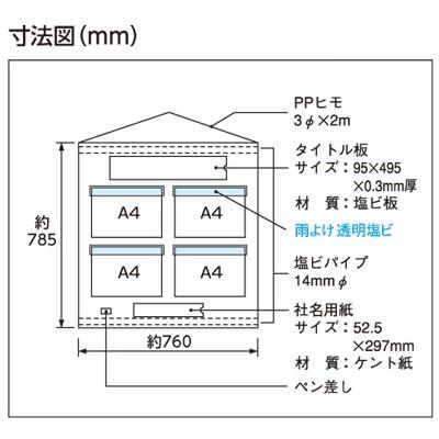 ユニット（UNIT） 工事 安全掲示板 青 A4 フリー掲示板 防雨型 464-06B