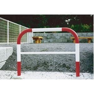 カーストッパー 車止め 歩道 車道 分離 亜鉛メッキ焼付塗装鋼管 赤白 60.5φ×1500×1200mmH ユニット 835-302_1