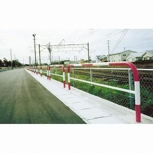 カーストッパー 車止め 歩道 車道 分離 亜鉛メッキ焼付塗装鋼管 赤白 60.5φ×1500×1200mmH ユニット 835-302_2