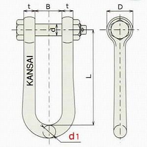 関西工業 強力長シャックル 16×140 1個 3.5t KANSAI