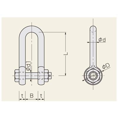 コンドーテック 強力矢板シャックル 8t A025250 (25×250L) 長 コンドーテック 強力矢板シャックル 8t A025250 (25×250L) 長