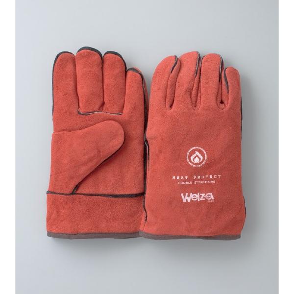 耐熱 手袋 革手袋 5双組 ウェルザ 0510R レッド アウトドア キャンプ バーベキュー 作業用 ミトン 5本指 W-0510R｜y-tomoemon｜06