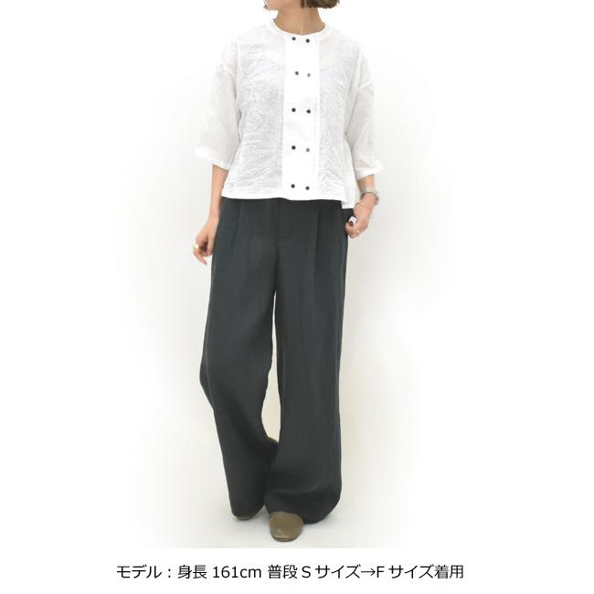 mizuiro ind ミズイロインド リネンダブルクルーネックシャツ 2-230123 レディースの画像