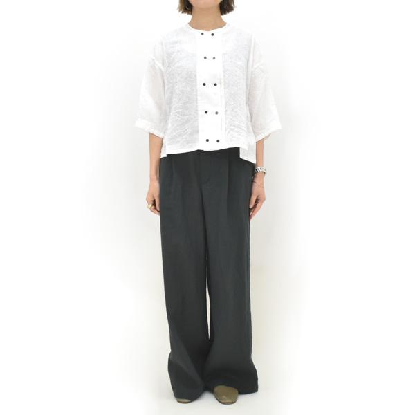 mizuiro ind ミズイロインド リネンダブルクルーネックシャツ 2-230123 レディースの画像