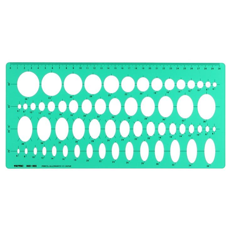 日本製 楕円定規 製図用テンプレート定規 152x315x1mm 6〜36 2