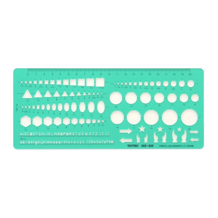 日本製 記号・図形テンプレート定規 100ｘ234ｘ1mm テーパーカット 003-003 ネコポス送料無料 製図/画材/定規/テンプレート/図形 | 