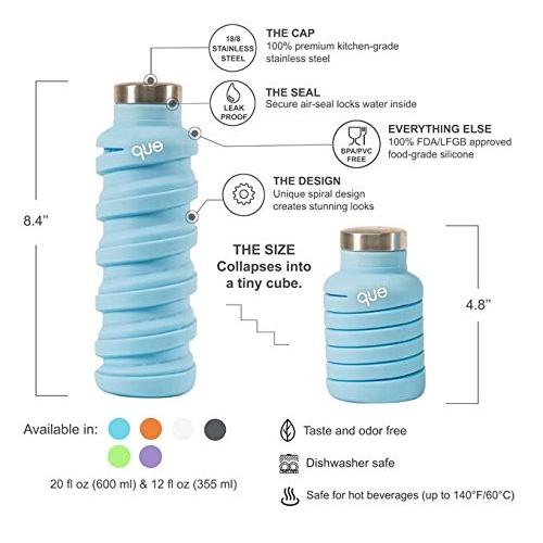 que Bottle　伸縮自在　オシャレでキュートな環境にもやさしい　ドリンクボトル　日本正規品　 (Ｌサイズ(530ml), グリーン)｜y-tsm｜03