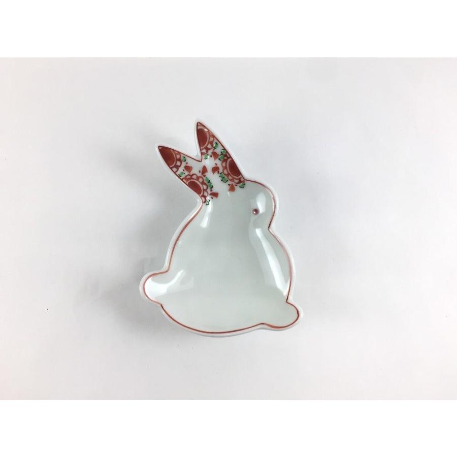 有田焼 伝平窯 10cmうさぎ豆小皿 赤万暦 皿 小皿 豆皿 豆鉢 うさぎ