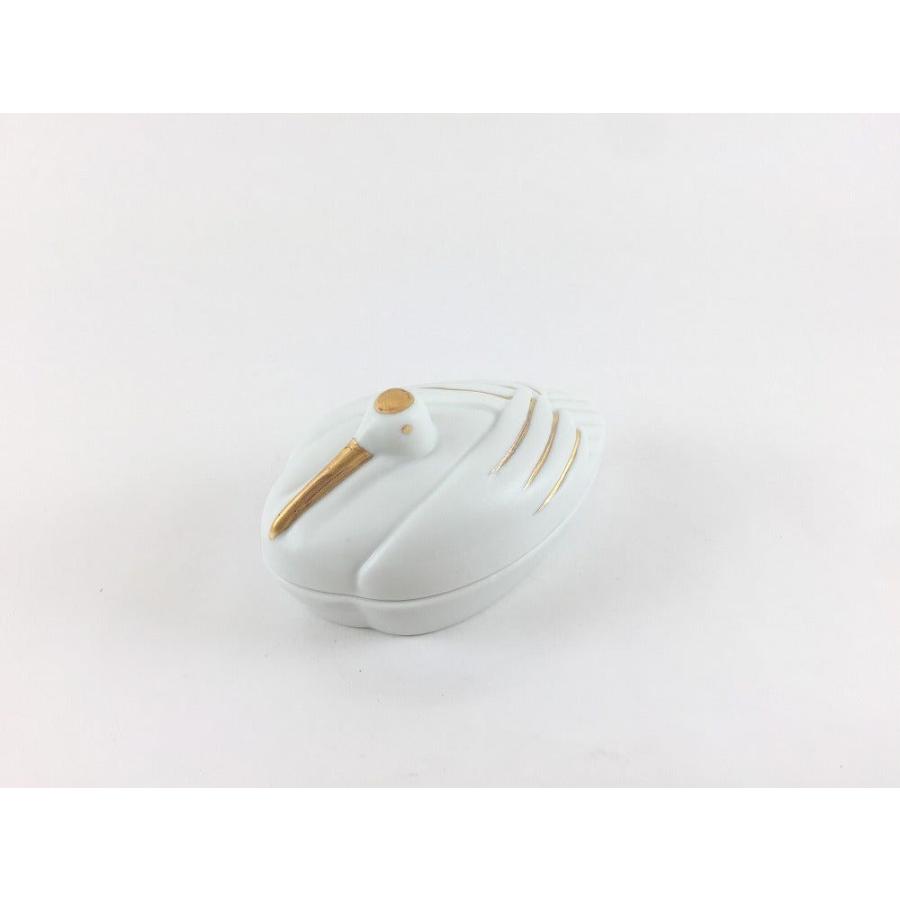 有田焼 瑞峯窯(原重製陶所) 豆蓋物 亀 鶴 白マット金 9cm おしゃれ
