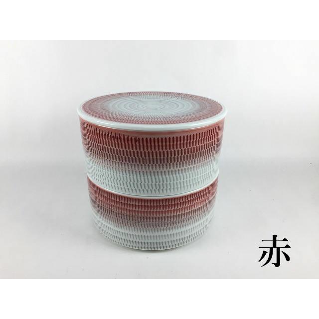波佐見焼 一真窯 色染流し二段重 【重箱 2段 12cm 赤 青 緑 紫 波佐見焼 一真窯 色染流し二段重 【重箱 2段 12cm 赤 青 緑 紫