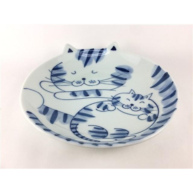 有田焼 北川美宣窯 19cm猫丸皿 親子猫 陶磁器 中皿 丸皿 19cm 猫柄