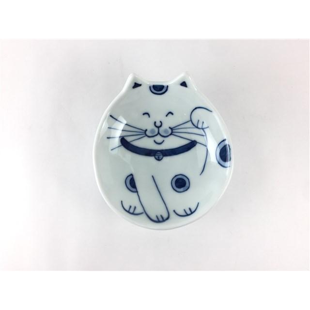 有田焼 北川美宣窯 10cm 猫三ッ足皿 (招き猫 / 親子猫)【食器 皿