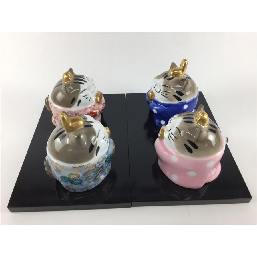 有田焼 北川美宣窯 猫びな(木台付き)(茶色／白色)【セット品】【雛人形