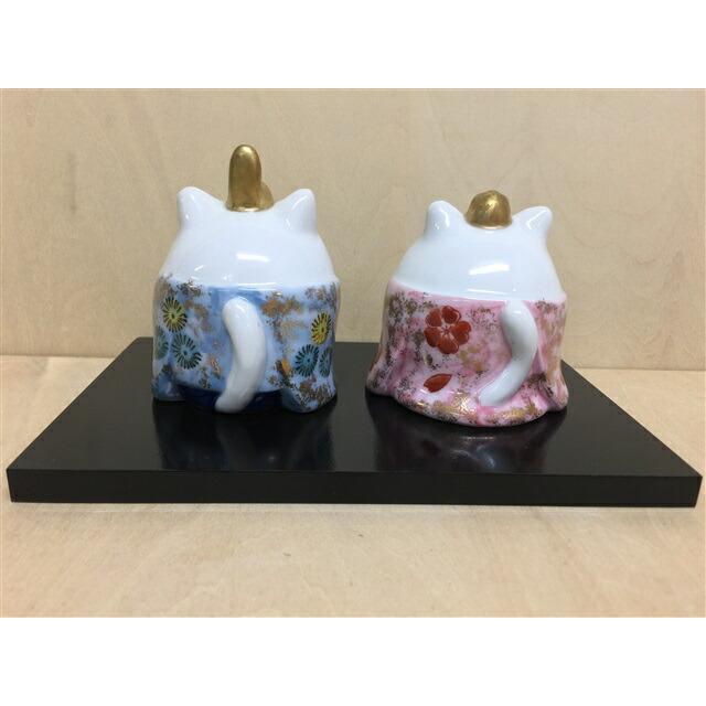 有田焼 北川美宣窯 猫びな(木台付き)(茶色／白色)【セット品】【雛人形