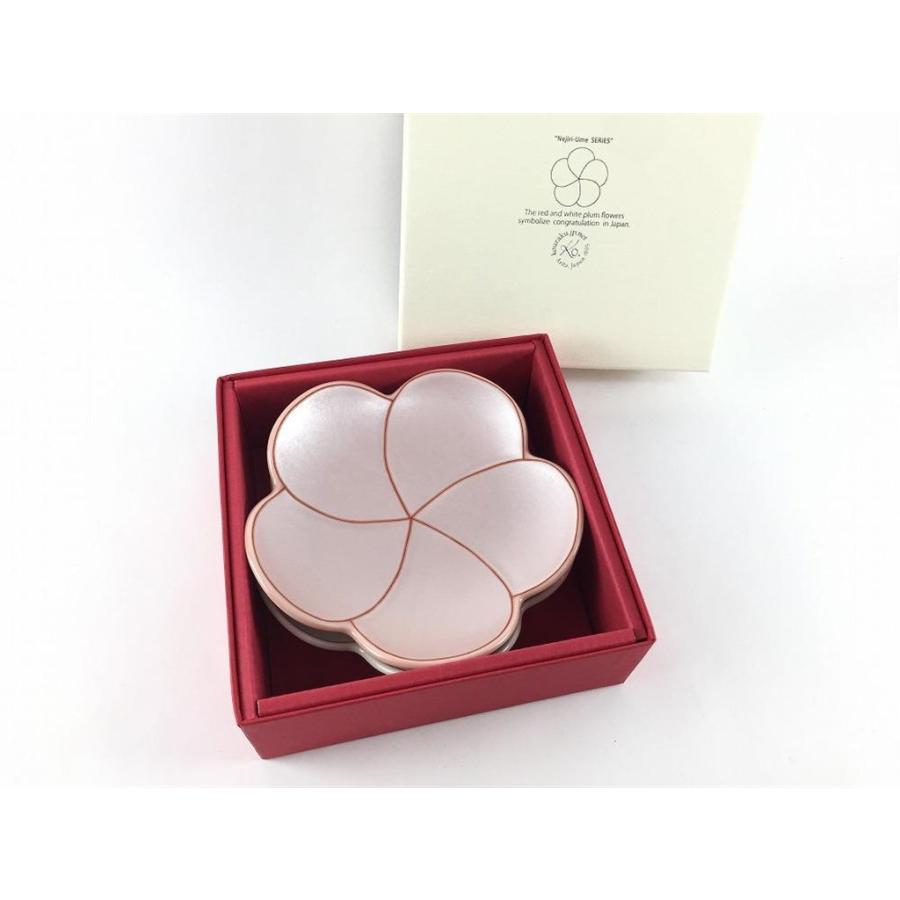 ケース付 有田焼 幸楽窯 捻り梅形小銘々皿 紅白ペア 皿 花形 花の形の