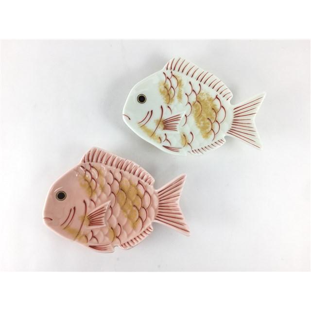 有田焼 幸楽窯 鯛 小皿(白.金タタキ / 桜.金タタキ)【10cm 魚の形のお