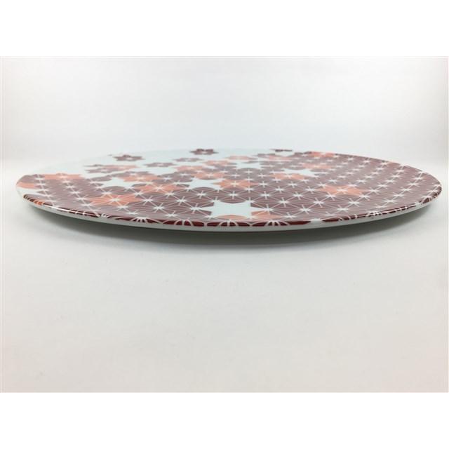 有田焼 幸楽窯 30cmラウンドプレート.星花(赤 / 緑)【大皿 丸皿 30cm 花柄 星柄 錦赤花模様 錦緑花模様 丸プレート皿】の画像