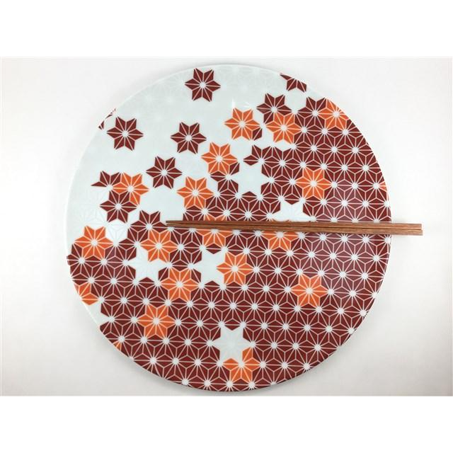 有田焼 幸楽窯 30cmラウンドプレート.星花(赤 / 緑)【大皿 丸皿 30cm