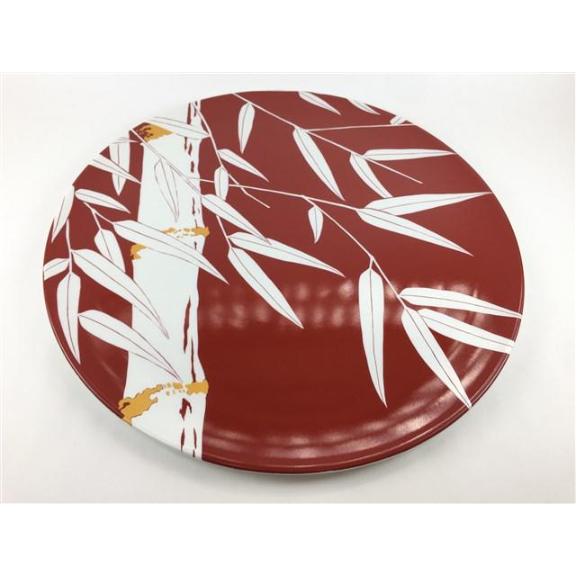 有田焼 幸楽窯 30cmラウンドプレート.竹林(赤 / 黒)【磁器 食器 大皿 丸皿 赤色 黒色 和風 錦銀盛竹林 赤30cm丸プレート皿/錦銀盛竹林 黒30cm丸プレート皿】の画像