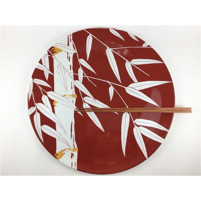 有田焼 幸楽窯 30cmラウンドプレート.竹林(赤 / 黒)【磁器 食器 大皿 丸皿 赤色 黒色 和風 錦銀盛竹林 赤30cm丸プレート皿/錦銀盛竹林 黒30cm丸プレート皿】の画像