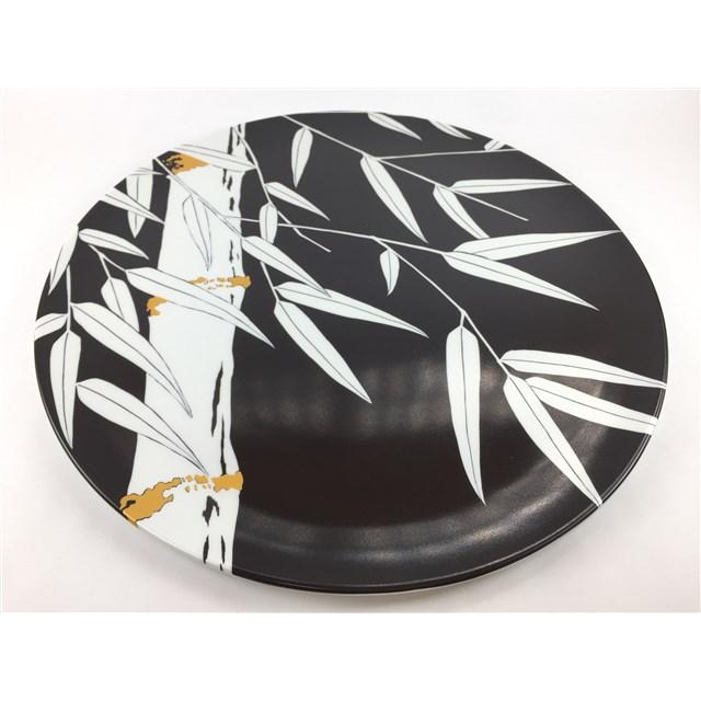 有田焼 幸楽窯 30cmラウンドプレート.竹林(赤 / 黒)【磁器 食器 大皿 丸皿 赤色 黒色 和風 錦銀盛竹林 赤30cm丸プレート皿/錦銀盛竹林 黒30cm丸プレート皿】の画像