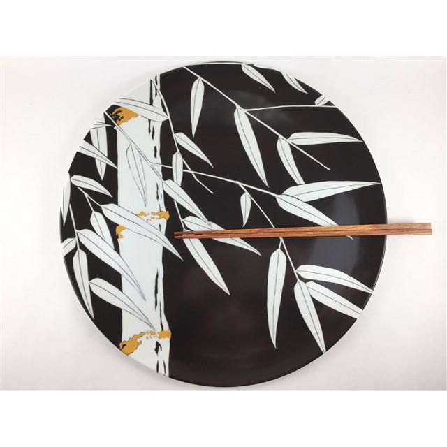 有田焼 幸楽窯 30cmラウンドプレート.竹林(赤 / 黒)【磁器 食器 大皿 丸皿 赤色 黒色 和風 錦銀盛竹林 赤30cm丸プレート皿/錦銀盛竹林 黒30cm丸プレート皿】の画像