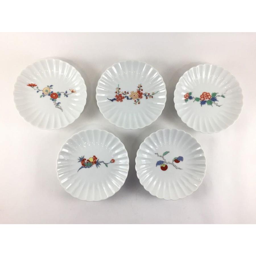 有田焼 伯父山窯 柿右衛門写.菊型小皿 5柄 11cm 皿 小皿 縁起物 業務用