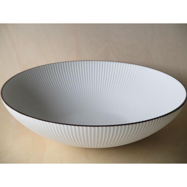 有田焼 李荘窯 渕錆白磁ブラスト鎬ボールL ボウル 大鉢 25cm 白色