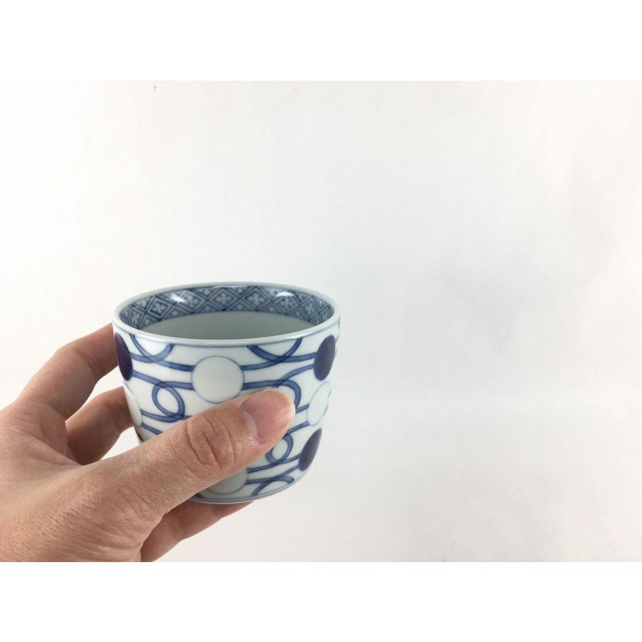 有田焼 李荘窯 蕎麦猪口(大)(8.5cm) (山水家屋文 /丸繋ぎ紋 / 丸十字文