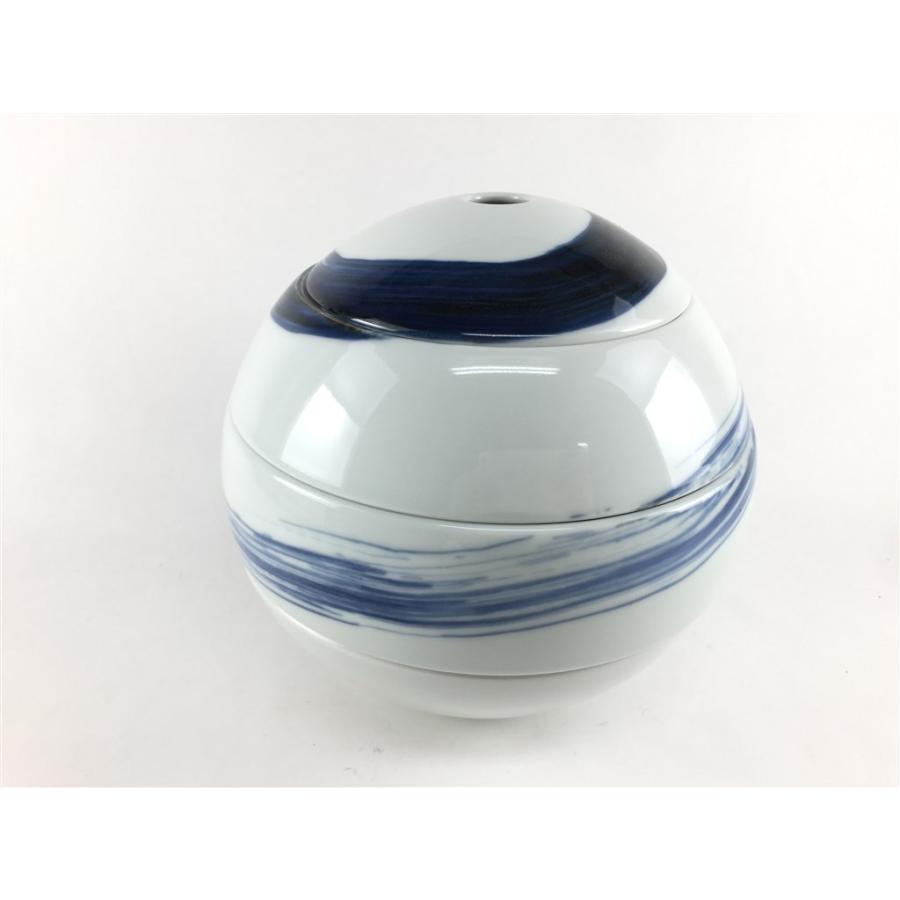 6月入荷予定】有田焼 李荘窯 玉重 藍渦 化粧箱付 渦刷毛 珠型三段重 お