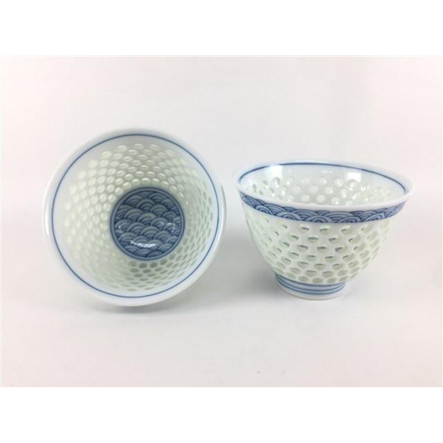 波佐見焼 丹心窯 120cc反仙茶 水晶青海波【8cm 120cc 120ml ゆのみ