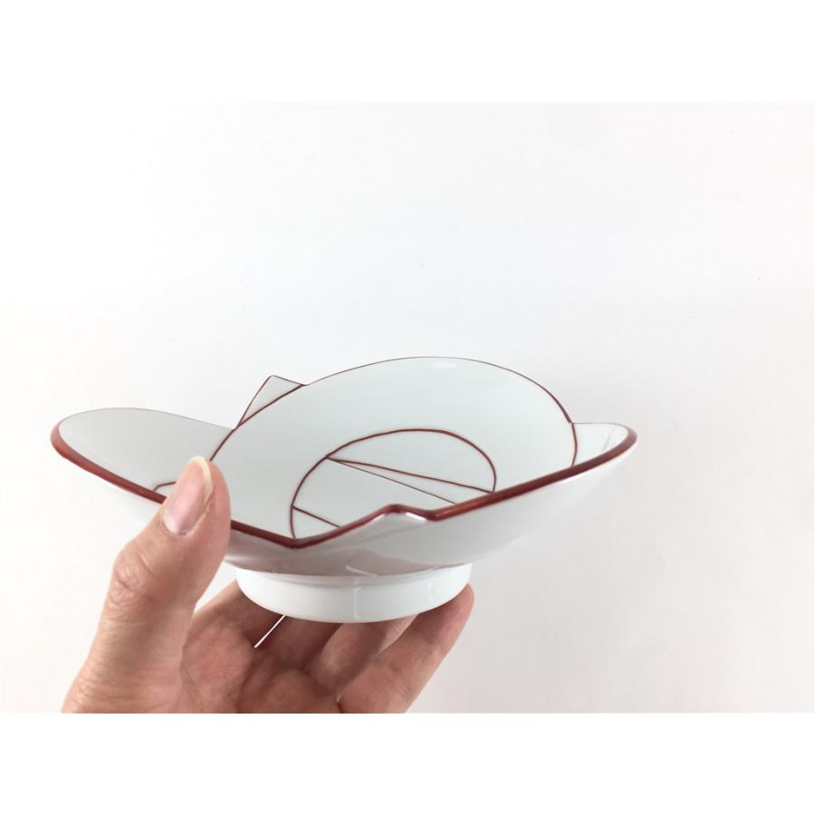 有田焼 田清窯 結び 小丼(赤)【17cm 16cm ムスビ むすび皿 中鉢 組紐