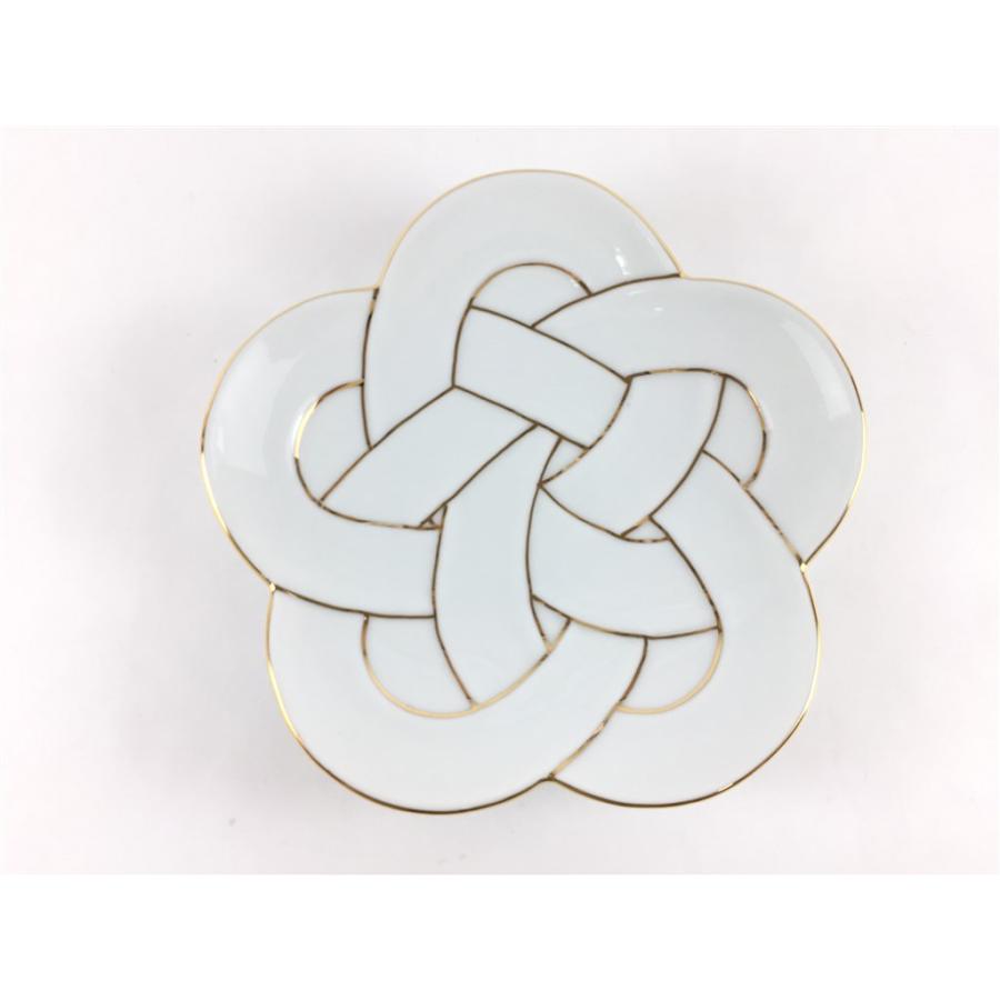有田焼 田清窯 花結び 銘々皿(金線 /銀線)【15cm 梅むすび皿 ウメの