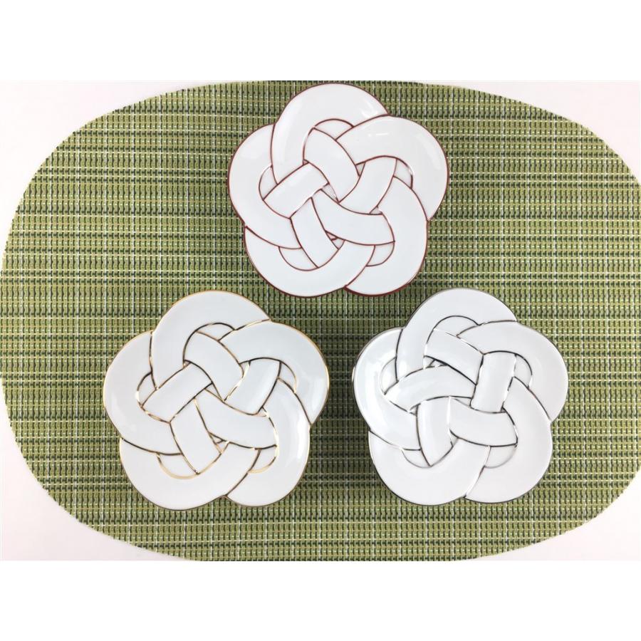 有田焼 田清窯 花結び小皿 11cm 太白赤線梅むすび小皿 朱線梅結び