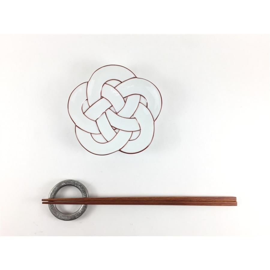 有田焼 田清窯 花結び小皿 11cm 太白赤線梅むすび小皿 朱線梅結び