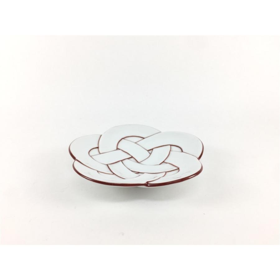 有田焼 田清窯 花結び小皿 11cm 太白赤線梅むすび小皿 朱線梅結び