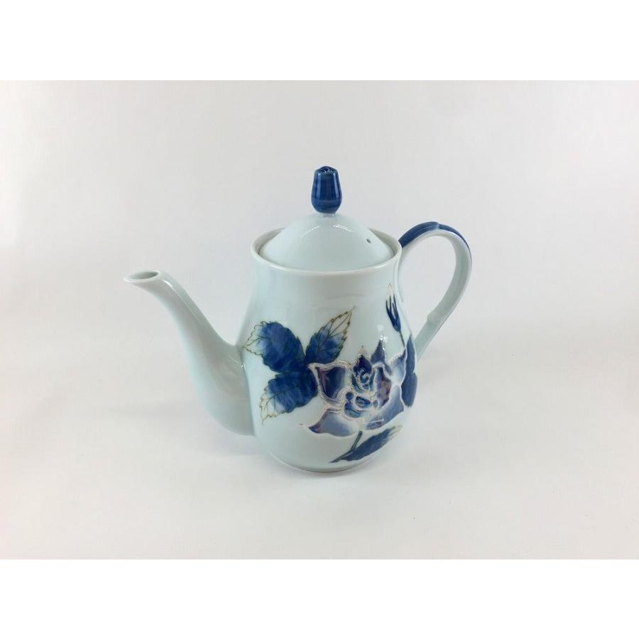 有田焼 田清窯 青ばらパール ティーポット600cc【ポット 茶器 紅茶