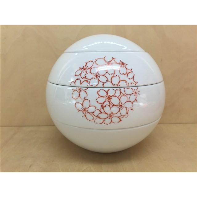 有田焼 李荘窯 あかね工房 玉重 赤桜丸文 珠型三段重 当店限定品 化粧