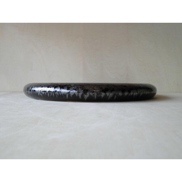 有田焼 やま平窯 24cm丸ステージ皿 黒銀結晶 中皿 プレート 24cm