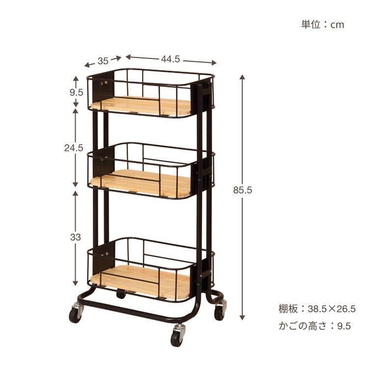 スリムワゴン 35cm キャスター付き 3段 キッチン カート ワゴン 木製 キッチンワゴン 木製ワゴン キッチンラック キッチン収納 すき間収納 おしゃれ 一人暮らし｜y01-livinza｜07