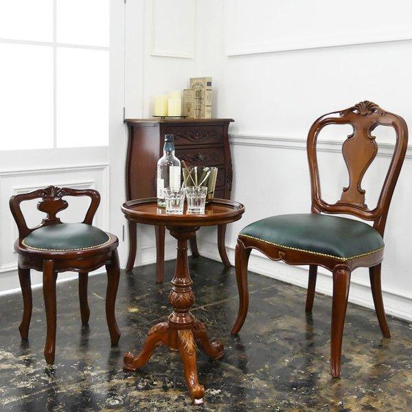 ヴァーサ 背付ラウンドチェア アンティーク調 豪華 高級感 木製